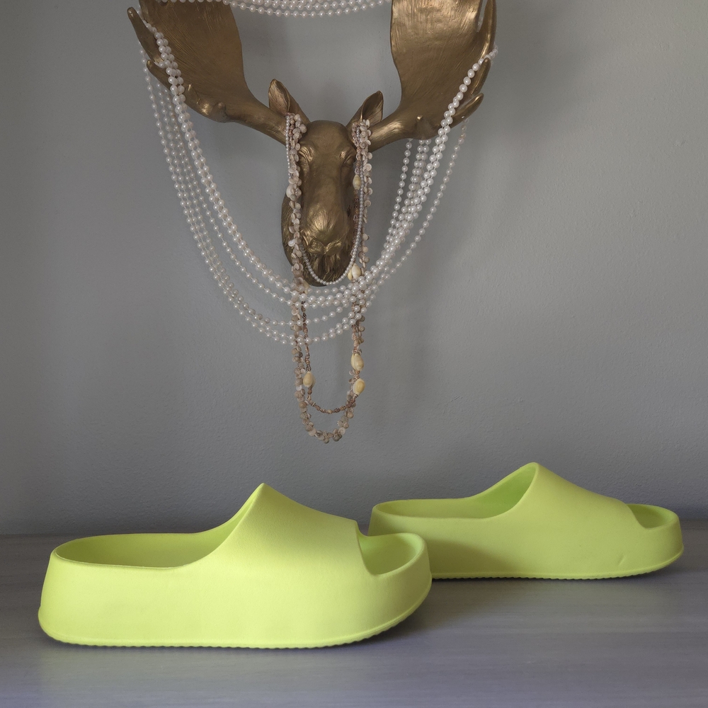Bright Yellow Slide Sandals
